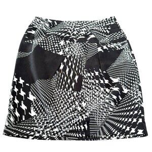 Worthington Black Multi Print Ruched Pleated Contour Waist Mini‎ Skirt
